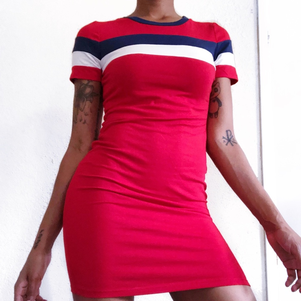 Red Blue and White BodyCon dress